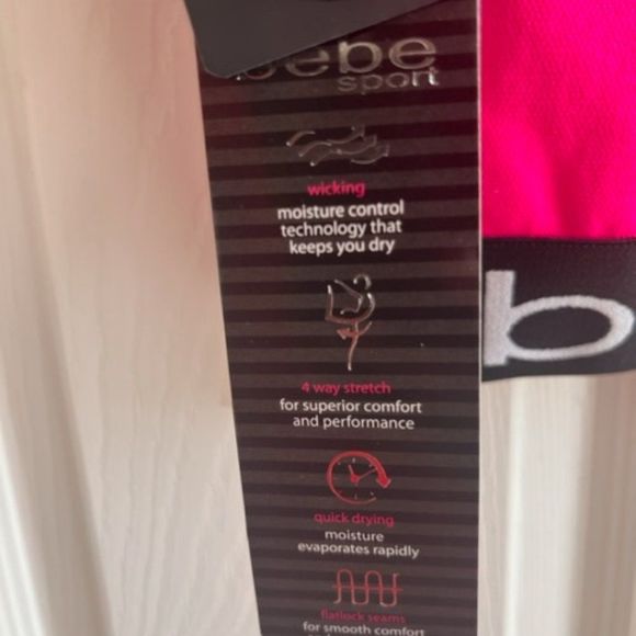 BEBE SPORT CONTRAST LOGO RACERBACK SPORT BRA-Medium - Picture 4 of 6